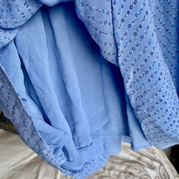 Ganni Blue Floral High Neck Mini Dress - Picture 10 of 15